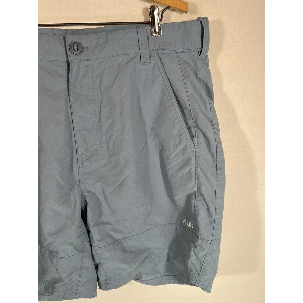 Huk Fishing Shorts Mens 2XL Blue Performance Flat Front Outdoor Angler